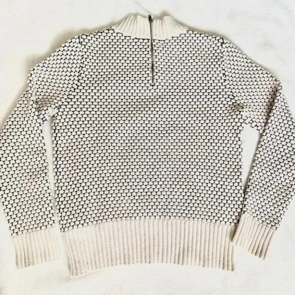 BR Honey Comb Mock Neck White Navy Sweater Cotton Wool blend Size S - Picture 4 of 9